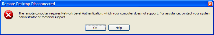 the remote computer requires network level authentication which your computer doesn't support_XP无法连接Server 2008