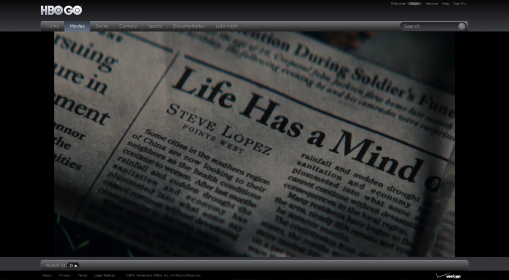 HBO Go Video Video Playback Windowed