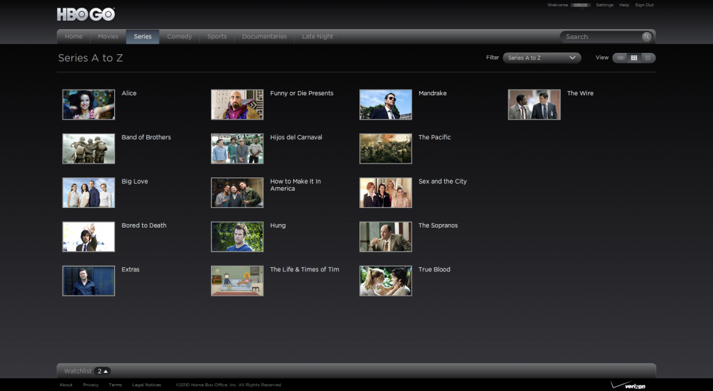 HBO Go Show List