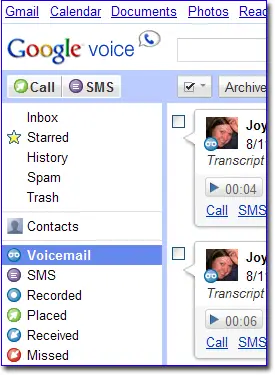 Google Voice Inbox